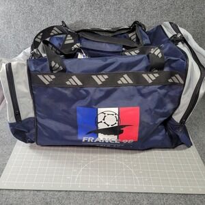 Vintage France 98 World Cup Duffel Bag Navy Blue FIFA Soccer Adidas 90s NOS